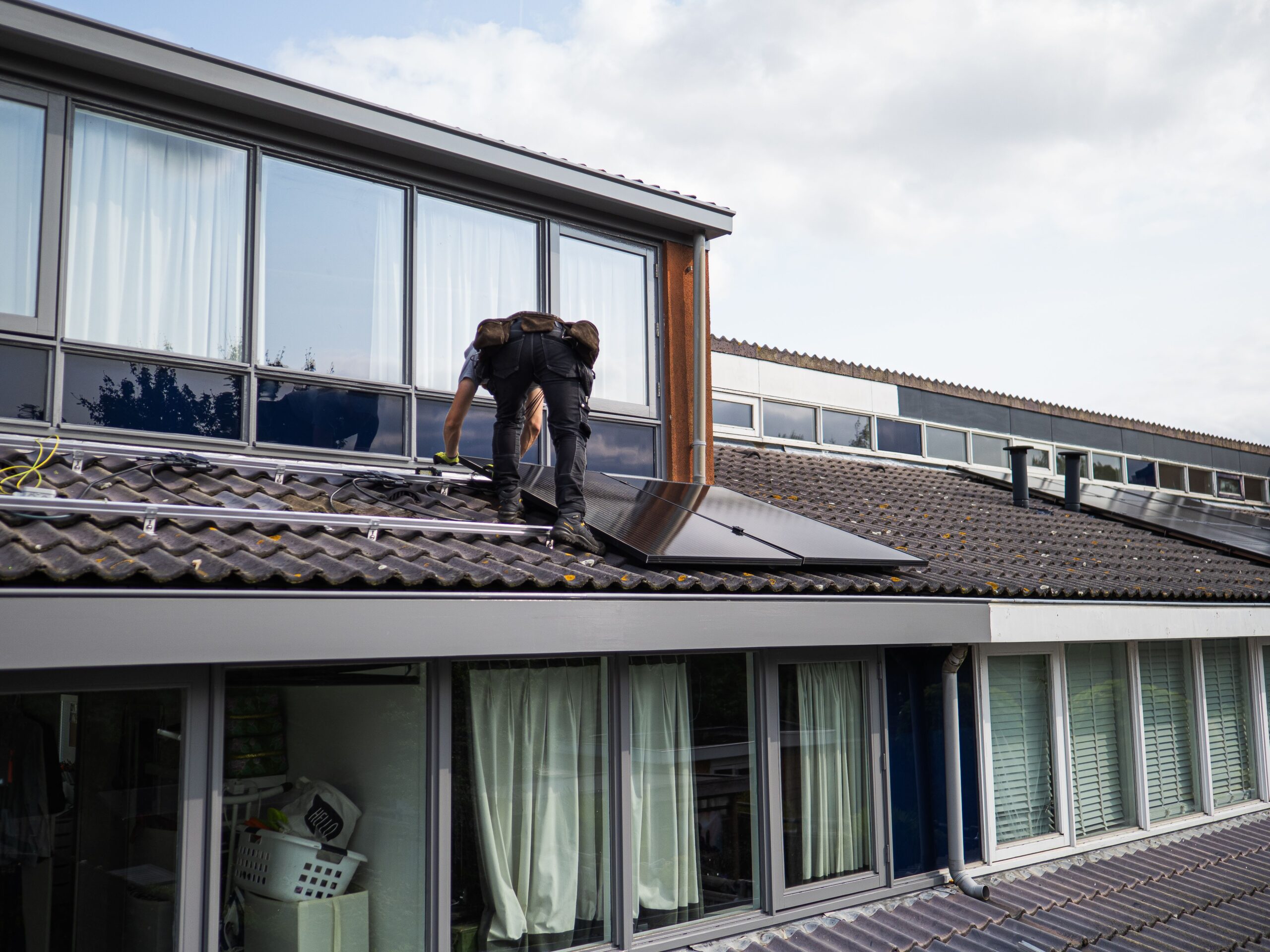Roofing crew at work